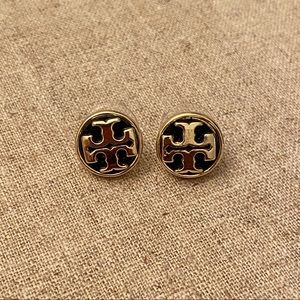 Stud earrings black and yellow gold